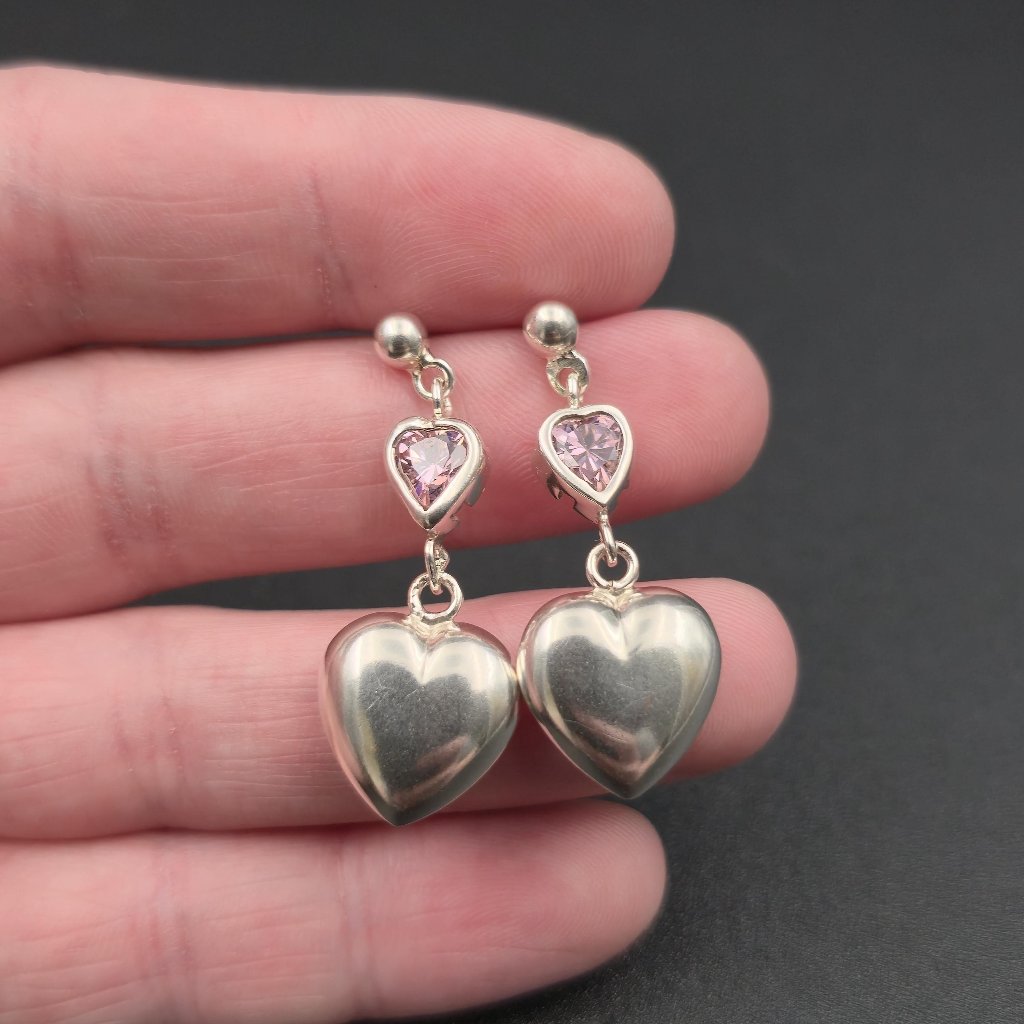 Sterling Silver Cubic Zirconia Heart Love Earrings A7142